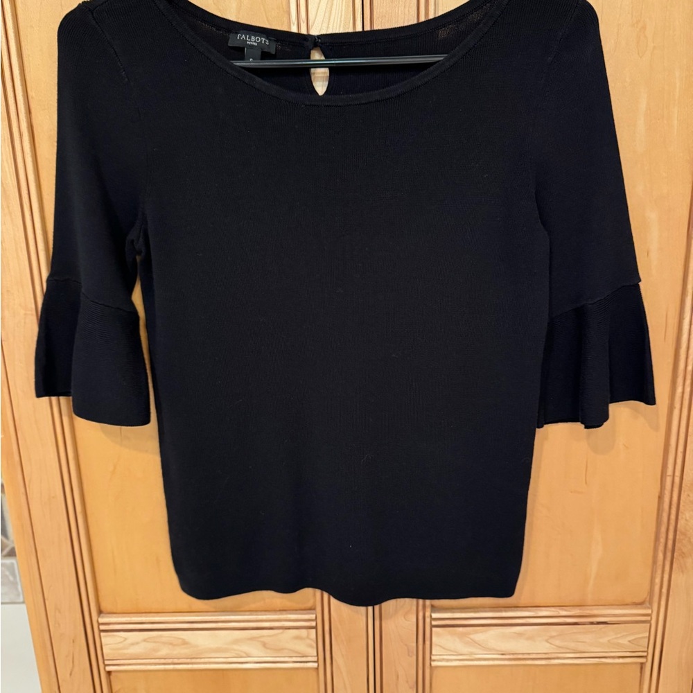 Talbots Black Blouse with Bell Sleeves